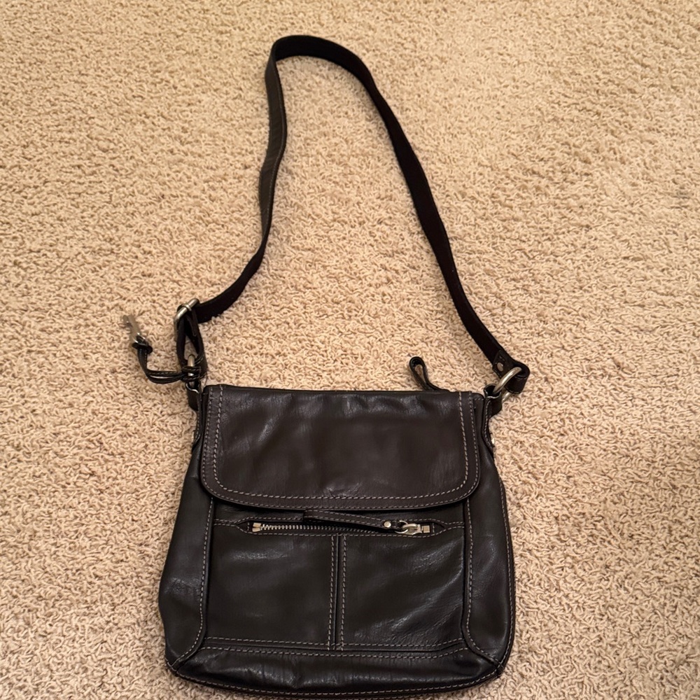 Fossil Dark Brown Leather Crossbody Bag